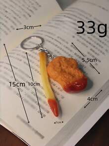 Joivida 逼真薯条钥匙扣，带有番茄酱滴落效果和薯条吊坠，耐用PVC材质，新奇配饰，快餐爱好者的可爱土豆礼物，可挂在钱包、车钥匙、手机包上，收藏礼品创意，独特纪念品 - 彩色 - 查看 5