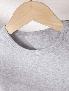 Young BoyCotton Pullover Basic Short Sleeve T-Shirt - Grey - View 5