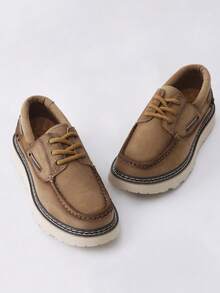 SUMWON 系带休闲船甲板鞋，适合日常穿着 - 棕色 - 查看 4