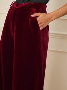 Lilora Pantalones anchos de color borgoña elegantes para mujer, adecuados para ir al trabajo, estilo "old money", estilo de los años 2000, estilos chinos, Día de San Valentín - Burdeos - Ver 5