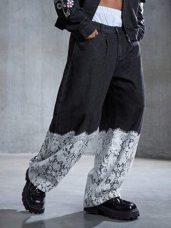 Street Life Jeans décontractés mode patchwork à coupe cintrée pour hommes