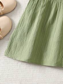 SHEIN Teen Girl Mint Green Loose Fit Casual Woven Dress - Mint Green - View 3