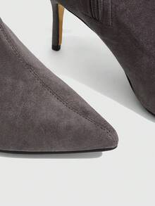 CUCCOO SZL 女士时尚优雅通勤高跟过膝长靴 - 灰色 - 查看 5