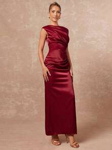 Lumalex Đầm ôm sát không tay cổ thuyền xếp ly eo mềm mại bằng satin bóng mượt mùa xuân sớm cho nữ, sang trọng, thích hợp cho năm mới, phong cách mới, dự tiệc prom, tụ họp, tiệc chiêu đãi, kín đáo, lấp lánh, tiệc tùng, lễ hội, đi chơi, kỳ nghỉ, ngoài trời, nhiều lớp, mùa cưới, tiệc tùng, ID Al-Adha, tiệc năm mới, phong cách dự tiệc, đầm dự tiệc mùa thu. - Đỏ - Xem 4