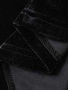 FRIFUL 女士天鹅绒高领宽松套头纯色T恤，适合通勤和叠穿 - 黑色 - 查看 8