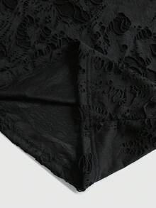 ROMWE MEN 男士休闲街头美式做旧效果英文刺绣短袖T恤 - 黑色 - 查看 6