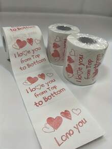 Joivida [1 Roll Of "I Love You" Toilet Paper] "I Love You From Top To Bottom" Toilet Paper Roll, Decorative Love Themed Paper Product, Universal Holiday Gift, No Electricity Required, Feather Free, Suitable For Anniversaries, Weddings, Party Decorations, Valentine's Day, Etc., Suitable For 14 Years Old And Above - Multicolor - View 6