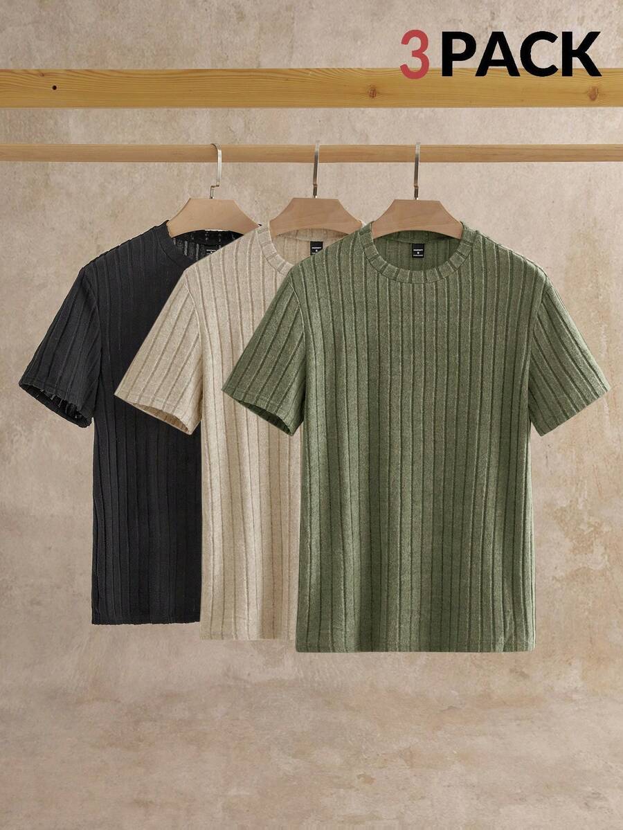 HIMLAND Áo thun nam tay ngắn cổ tròn, màu trơn, chất liệu dệt kim, kiểu dáng thường ngày. Áo thun nam tay ngắn, áo thun trơn. - Nhiều màu - Xem 1