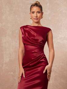 Lumalex Đầm ôm sát không tay cổ thuyền xếp ly eo mềm mại bằng satin bóng mượt mùa xuân sớm cho nữ, sang trọng, thích hợp cho năm mới, phong cách mới, dự tiệc prom, tụ họp, tiệc chiêu đãi, kín đáo, lấp lánh, tiệc tùng, lễ hội, đi chơi, kỳ nghỉ, ngoài trời, nhiều lớp, mùa cưới, tiệc tùng, ID Al-Adha, tiệc năm mới, phong cách dự tiệc, đầm dự tiệc mùa thu. - Đỏ - Xem 6