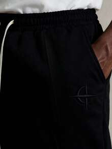 PAVTROS Young Men's Casual Street Style Embroidered Badge Sweatpants - Black - View 5