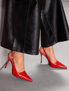 CUCCOO SZL Escarpins pointus élégants pour femmes pour le trajet domicile-travail - Rouge - Voir 7