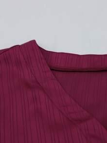 Franclia Women's Plus Size Red Casual Long Sleeve V Neck Blouse With Button Details - Red - View 5