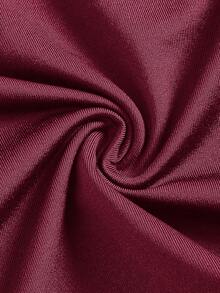 SHEIN Áo thun dài tay màu đỏ trơn, xếp ly ở ngực, kiểu dáng dễ thương cho bé gái tuổi teen, thích hợp cho mùa tựu trường, dễ thương, đi dã ngoại gia đình mùa thu, mặc hàng ngày. - Đỏ - Xem 4