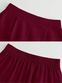 Franclia Bộ đồ nữ gồm áo croptop không tay cổ chữ V buộc dây và quần ống đứng cạp chun, trang phục công sở thường ngày. - Màu Đỏ Sâu - Xem 4