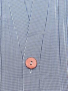 Franclia 大码梭织荷叶边领抽绳休闲格子衬衫 - 藏蓝色 - 查看 3