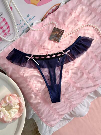 PetitDoll 1pc Women's Ruffled Sexy Thong Panty