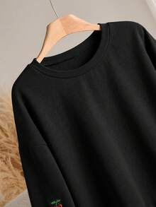 CosyJoli Plus Size Casual Crew Neck Pullover Sweatshirt With Graphic Print, Long Sleeve