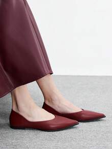 CUCCOO BIZCHIC Bailarinas de punta fina versátiles para mujer - Burdeos - Ver 3