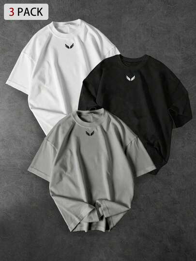 Sport MetroGents 男士翅膀印花圆领宽松运动T恤