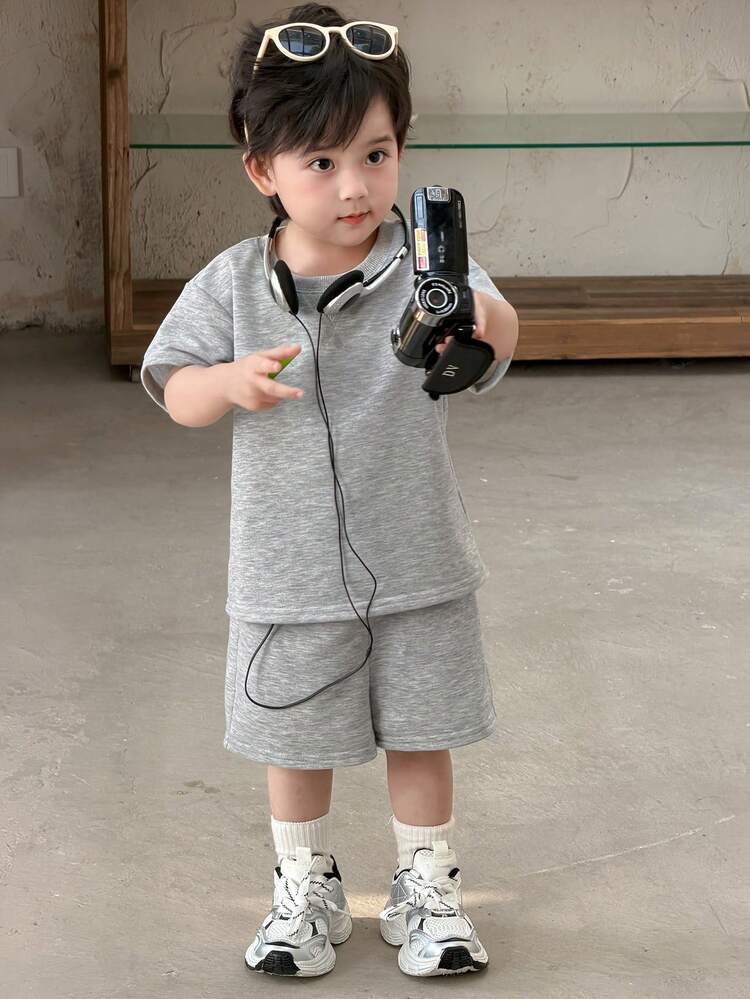 2pcs Baby Boys' Casual Round Neck T-Shirt And Pants Set Summer