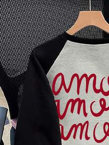EMERY ROSE New Women Casual Letter Print Drop Shoulder Sweatshirt, Autumn/Winter - Multicolor - View 3