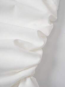 Cévolie Bộ đồ 2 món thời trang dành cho nữ, màu trơn, có bèo nhún ở gấu, kiểu áo quây và quần ống rộng, thích hợp cho kỳ nghỉ. - trắng - Xem 4