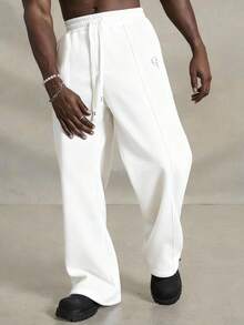 PAVTROS Pantalones de chándal con bordado de estilo casual y urbano para hombres jóvenes - Blanco - Ver 3