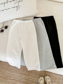 SHEIN Bộ 3 quần dài ống rộng màu trơn cho bé trai/bé gái/trẻ nhỏ, kiểu quần jogger, thoải mái, đa năng, thời trang, thích hợp mặc mùa xuân/hè, đi học. - Nhiều màu - Xem 2