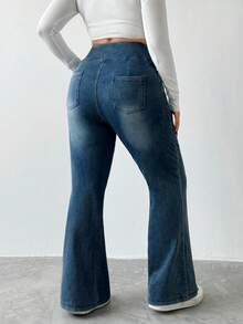 Flexra Calça flare de malha lavada casual plus size feminina