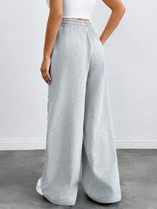 EURMUSE Women Loose Fit Front Stitch Detailed Sweatpant Pant - Light Grey - View 2