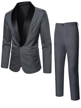 Manfinity Mode Ensemble veste de costume et pantalon pour hommes, tenue de bureau et de déplacement
