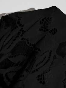 Femmeverse Plus Size Women V-Neck Lace Long Sleeve Fitted Solid White Jumpsuit