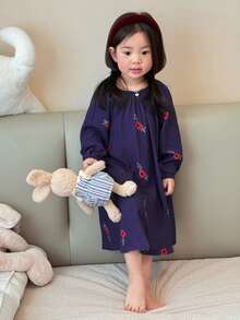 DAZY 女嬰花卉印花休閒舒適居家服幼兒 - 紫色 - 查看 6