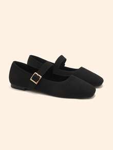 CUCCOO BASICS Zapatos planos casuales y versátiles con diseño de hebilla para mujer - Negro - Ver 6