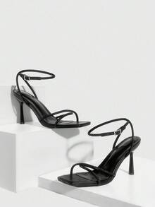 CUCCOO SZL Women's Buckle Design Fashion Daily Wear High Heel Sandals Valentine's Day - Black - View 2