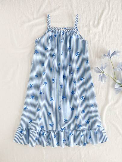 Vintaside Kids Vestido casual de verano sin mangas con estampado de rayas verticales, adecuado para uso diario, compras, campamento y vacaciones