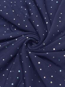 Firerie Elegantes romantisches Maxikleid in Große Größen für Party/Date/Zusammenkunft/Ball/Nachmittagstee mit asymmetrischen Rüschen an der Taille, Mesh und Pailletten, Langarm, für Frühling/Herbst - marineblau - Übersicht 6