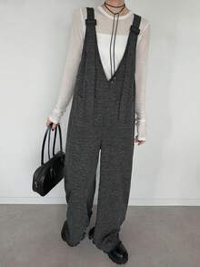 FRIFUL Women's Textured Pocket Adjustable Strap Jumpsuit - Grey - View 5