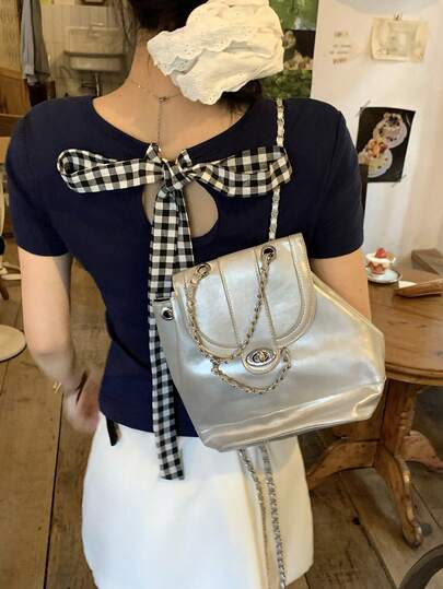 DAZY Damtröja med rund hals och kort ärm i enfärgad, avslappnad koreansk stil