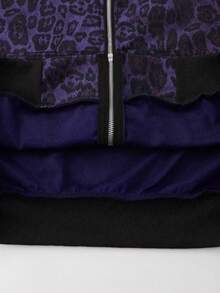 ROMWE MEN Street Life Spring Casual Leopard Men'S Retro American Leopard Print Hooded Sweatshirt - Purple - View 5