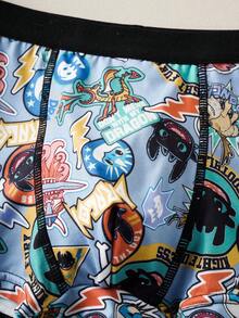SHEIN How to Train Your Dragon Tween Boy 4pcs Full Print Contrast Waist Stitch Detail Comfortable Boxer Briefs - Multicolor - View 3