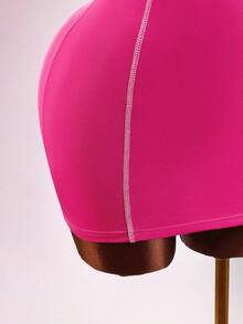 Amplova Rhinestone English Letter Pattern Comfortable Fabric Tight-Fitting Mini Dress, Rose Pink - Pink - View 6