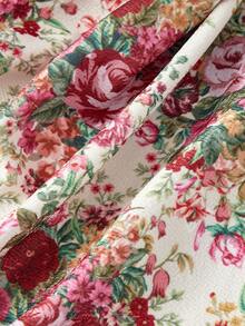 SHEIN MOD Đầm ngắn cúp ngực họa tiết hoa dành cho nữ với trang trí hoa 3D. - Nhiều màu - Xem 7