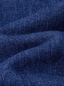 Travachic 女士复古荷叶边下摆休闲牛仔连衣裙，百搭夏季时尚 - 中等水洗藍 - 查看 6