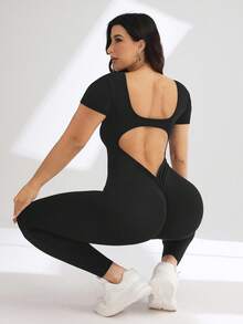 Rhythm Era 无缝高弹力加大码女式运动健身瑜伽休闲露背提拉连体裤