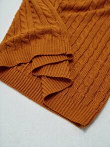 Manfinity Homme Men's Casual Cable Knit Pullover Sweater, Autumn/Winter - Brown - View 7