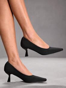 CUCCOO BASICS 女士编织高跟鞋，时尚浅口鞋，适合日常、派对、宴会等场合 - 黑色 - 查看 2