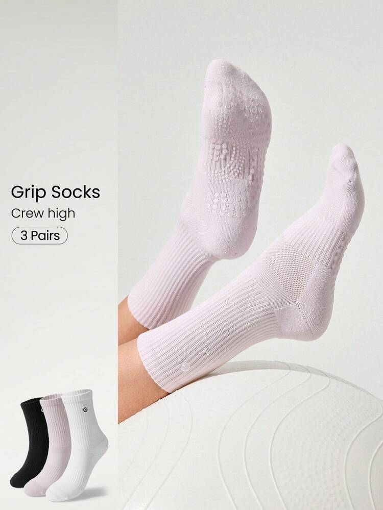 GLOWMODE 3 Pairs Make A Move Grip Scrunch Crew Socks