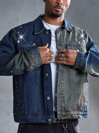 Street Life Giacca di jeans alla moda da uomo, stile hip hop