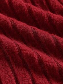 SHEIN Girlism Áo thun dài tay cổ tròn màu trơn cho bé gái tuổi teen, thích hợp mặc mùa thu, cổ chữ U phối ren, trang trí nơ, kiểu dáng ngọt ngào và đáng yêu, phù hợp cho lễ hội mùa xuân, mùa thu và mùa đông, dự tiệc. - Màu Đỏ Sâu - Xem 4